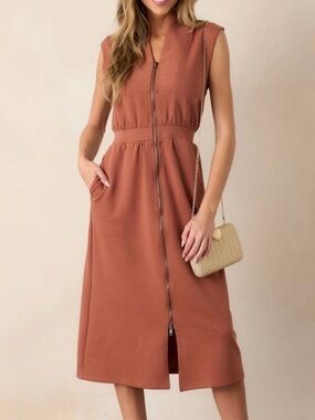 ENTRO FRONT ZIPPER SCUBA DRESS LARGE